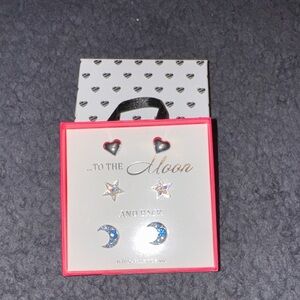Heart and Moon Earring Set